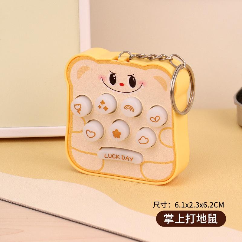 1PC handheld palm cartoon bread whack-a-mole game console electronic luminous toy small pendant keychain