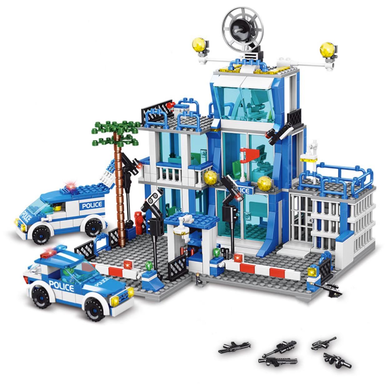 

Городской полицейский участок 753 шт. набор строительных блоков для мальчиков, самодельные фигурки автомобилей, кирпичи, развивающие игрушки для детей, подарок для взрослых