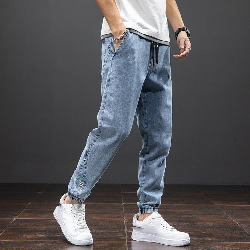 Spring Autumn Cargo Jeans Men Streetwear Denim Jogger Pants Men Baggy Harem Jean Trousers Plus Size Black Blue