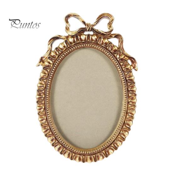 

Овальная фоторамка в европейском стиле, фоторамка из смолы с тисненым бантом, изысканная винтажная фоторамка для домашнего декора