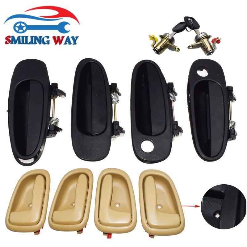 4/ 8/ 9 Pcs Car Outside or Ide Door Handle Front Rear Left Right or W./ Door Lock For Toyota Corolla 1993 1994 1995 1996 1997