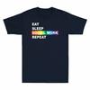 Eat Sleep Social Work Repeat Cool Design Funny Men Cotton Short Sleeve T-shirt