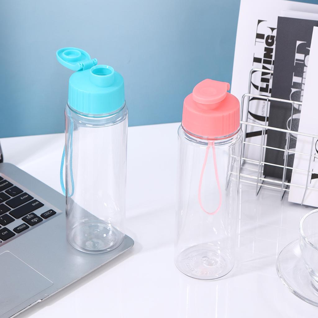 Water bottle summer transparent belt lifting rope plastic cup anti-drop wear-resistant leak-proof sports water cup students go to school cup wholesale