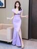 Javanese Style Elegant Evening Gown with Slit - Sexy, Dominant, and Classy Women's Nightclub Dress