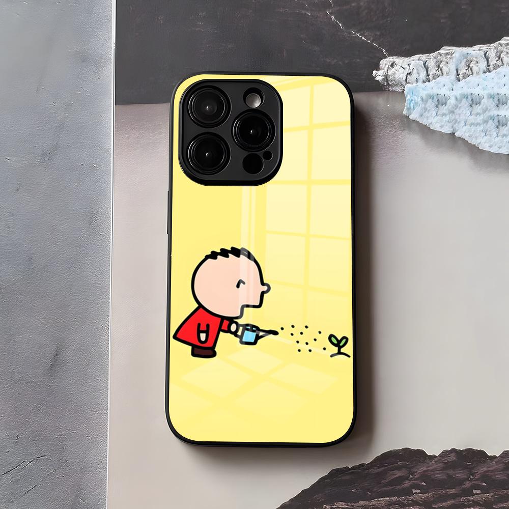 M-MINNA NO T-TABO Phone Case For IPhone 17 Air 16 E Pro Max 15 14 13 Mini 12 Pro 11 Max Plus Black Glass Cover