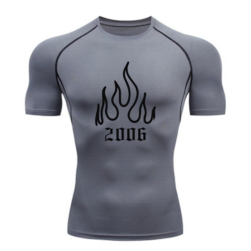 Men's Compression Athletic T-Shirt, Quick Dry Flame 2006 Gra