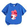 Cute Cartoon Bunny Heart Chocolate Print Kids 100% Cotton T-shirt Boys Girls Casual Crew Neck Short Sleeve Soft Breathable Summer Trendy Daily Wear Cu