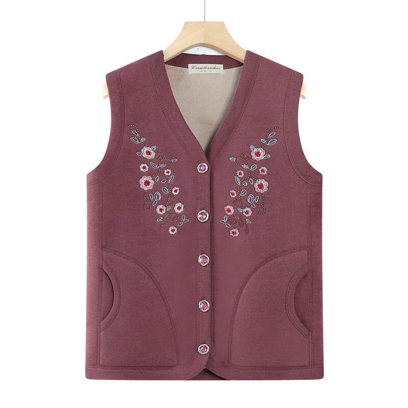Hodo Women's Embroidered Fleece-Lined Elderly Warm Vest