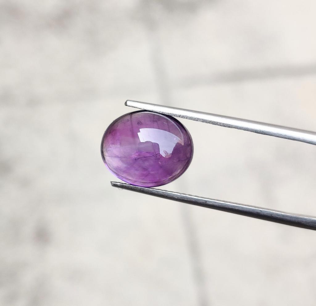 Top D Color Natural African Amethyst Cabochon Gemstone, Oval Shape Amethyst, 4.60 Carat, 12x10x10 MM Size.