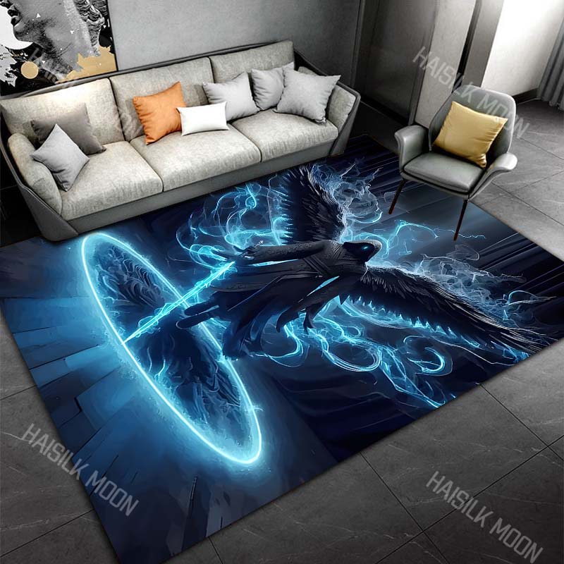 

Dark angel with blue sword Print Carpet Rug for Living Room Bedroom Sofa Doormat Home Decor Non-slip Floor Mat 40x60cm