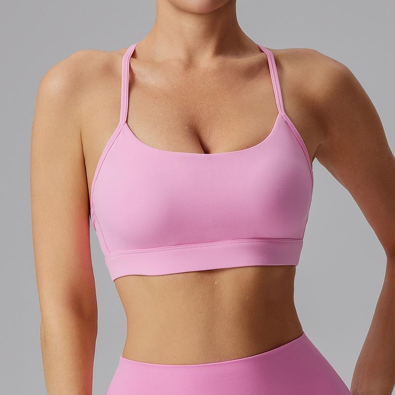 Spaghetti Strap Shockproof Sports Bra – Women's Thin, Supportive Yoga Camisole with Nude Feel