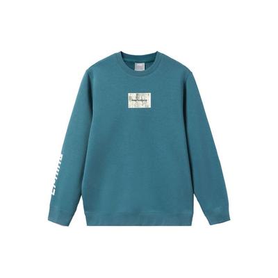 Li Ning Sports Fashion Series Pullover Long Sleeve Sweatshirt Men Sweatshirt Blue-Green AWDR945-2