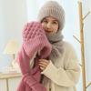 Windproof Hat Scarf Set Neck Warmer Knitted Hat  Scarf Fashion Integrated Ear Protection Cap  Woman