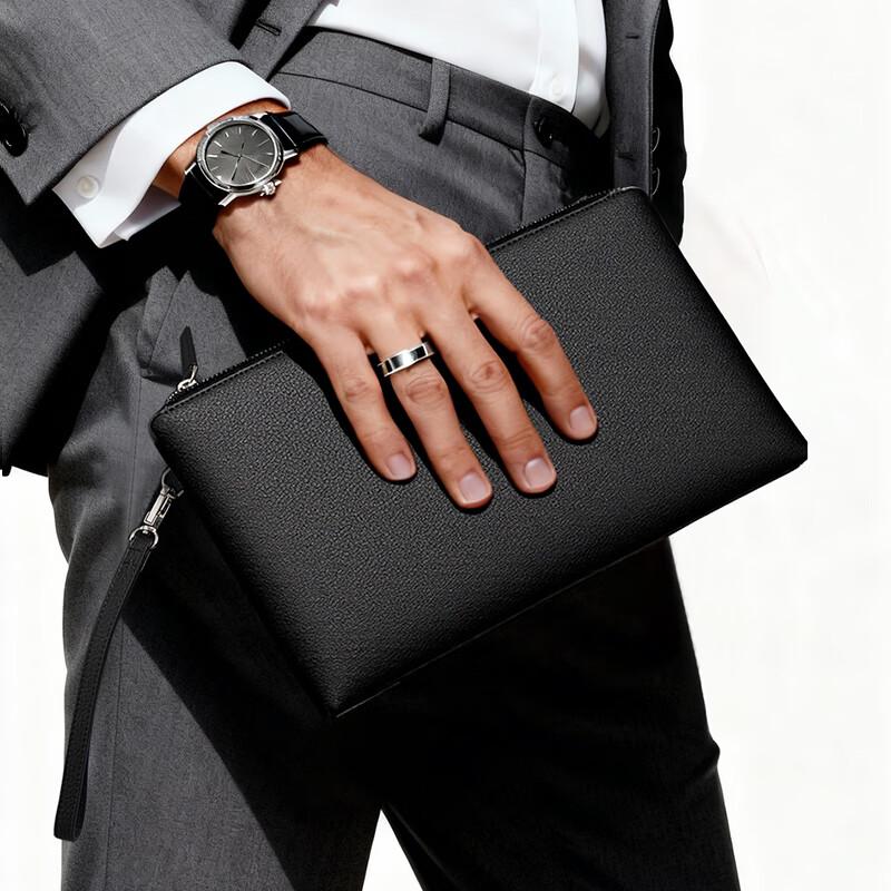 SEPTWOLVES Men's Genuine Leather Zipper Clutch Wallet