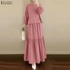 Women Long Sleeve Blouse and Long Skirts Casual Two Piece Suit Sets