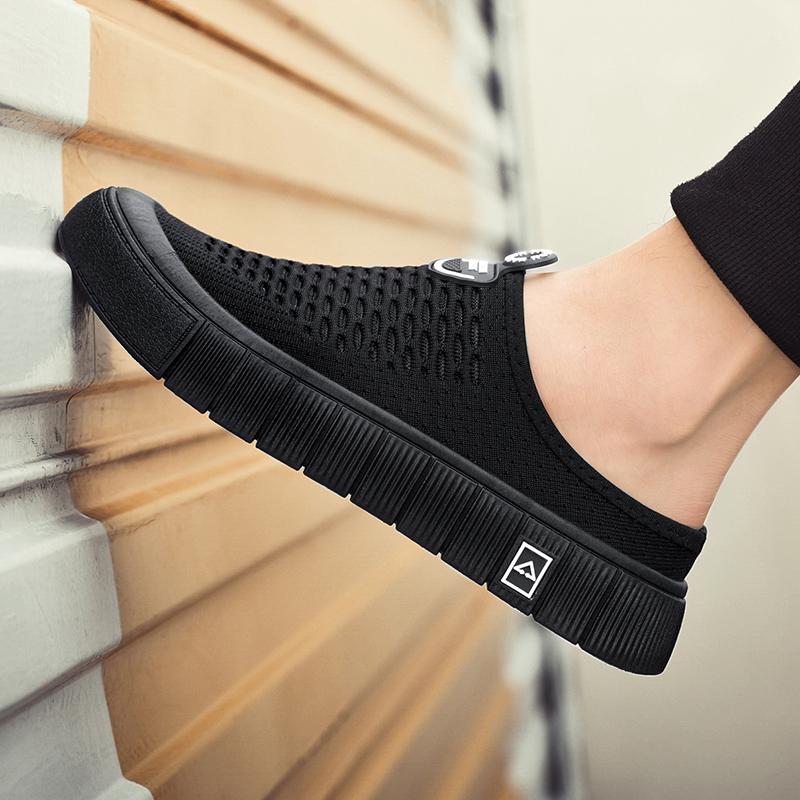 Slip-On Open Back Sandals for Men and Women - Breathable Mesh Summer Slide Shoes with Flat Sole, Lightweight Outdoor Casual Wear