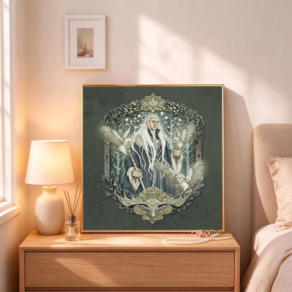 Mystical Owl Witch 5D Diy Diamond Paintings Mosaic Wall Round Diamond Art Painting Kits Embroidery Crystal Accessories Frameless