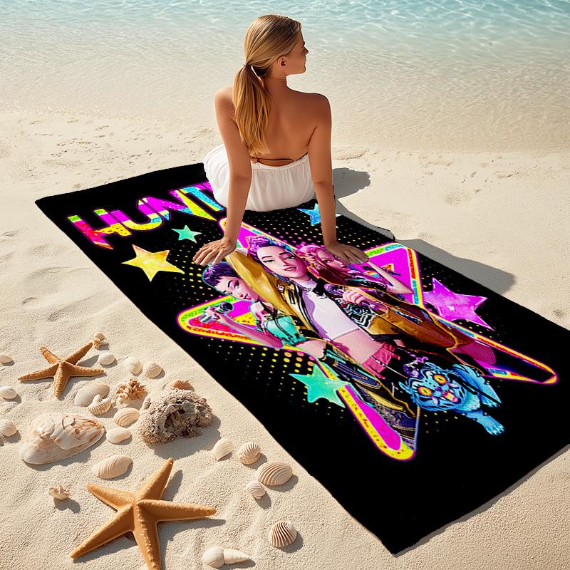 Kpop Demon Hunters Rumi Soft Beach Towel Outdoor Vacation Beach Towel Outdoor Absorbent Bath Towel Blanket Beach Towel Portable For Travel Outdoor Cam