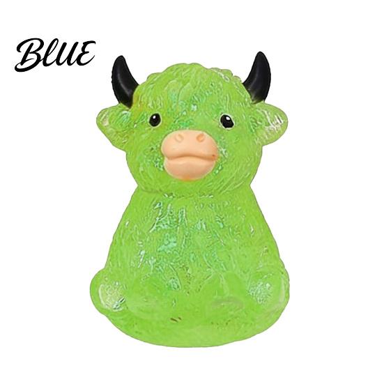 Medium Size Stress Toy Glitter Highland Cow Squeeze Slow Rising Clear Cattle Ball Shaped Anti-anxiety Soft Animal Shape Home Office Desk Fidget