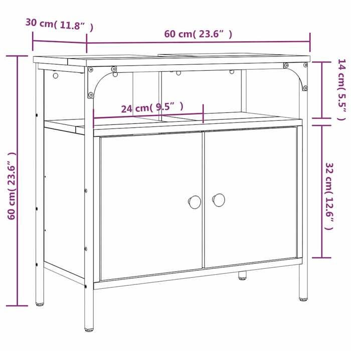 VidaXL Armoire Lavabo de Salle de Bain, Placard sous Vasque avec Porte, Meuble de Rangement, Organisateur de Toilette 842436