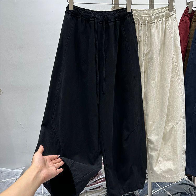 

Women s Straight-Leg Elastic Waist Woolen Pants - Loose, Slimming, Solid Color, Casual Banana Dad Style M (90-110 jin)