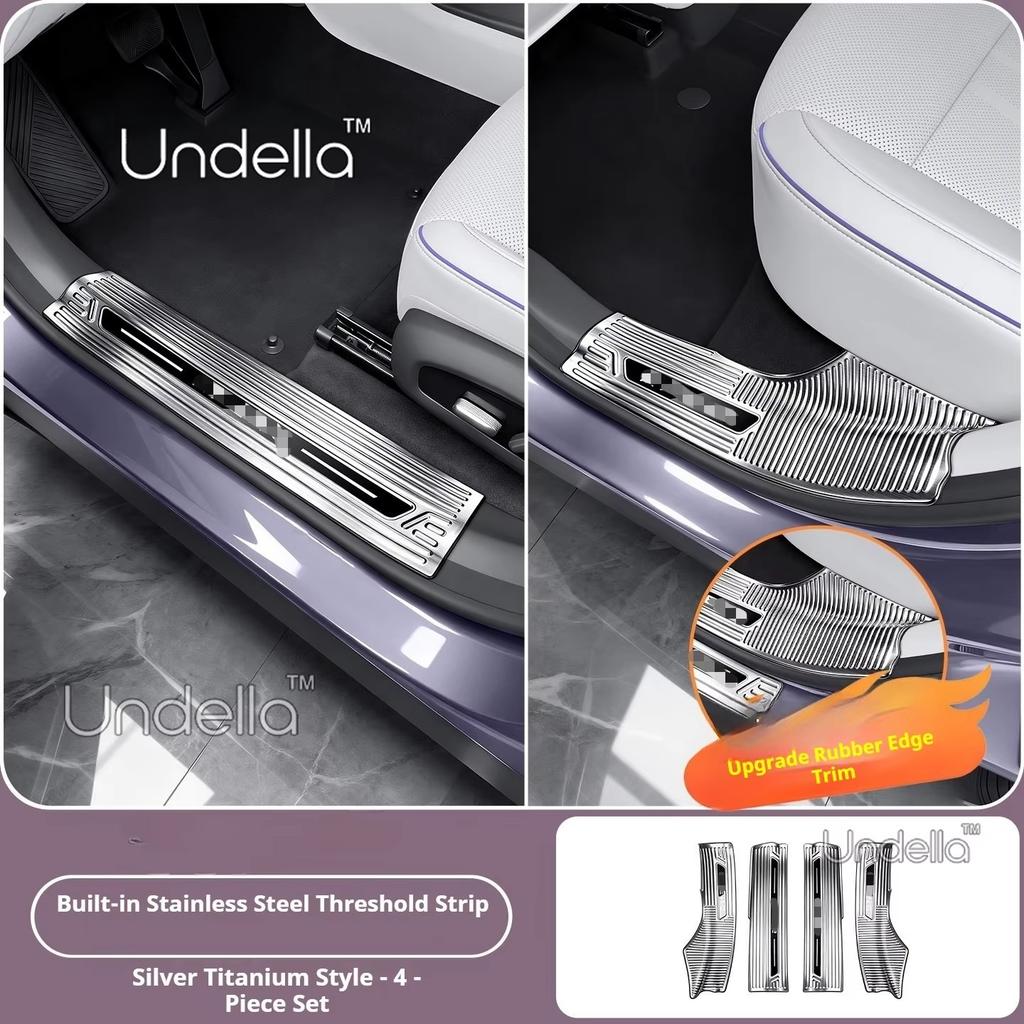 Car Stainless Steel Door Sill Scuff Plate, Carbon Fiber Threshold Protective Sticker Accessories For XPENG L03 2026 2027