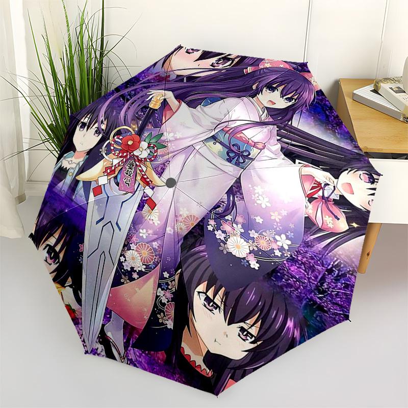

1pc Anime Characters Automatic Folding Umbrella - Floral Design - Portable 3-Fold - Festival Gift for Fans - Travel & Daily Use - Iron Frame Outdoor U