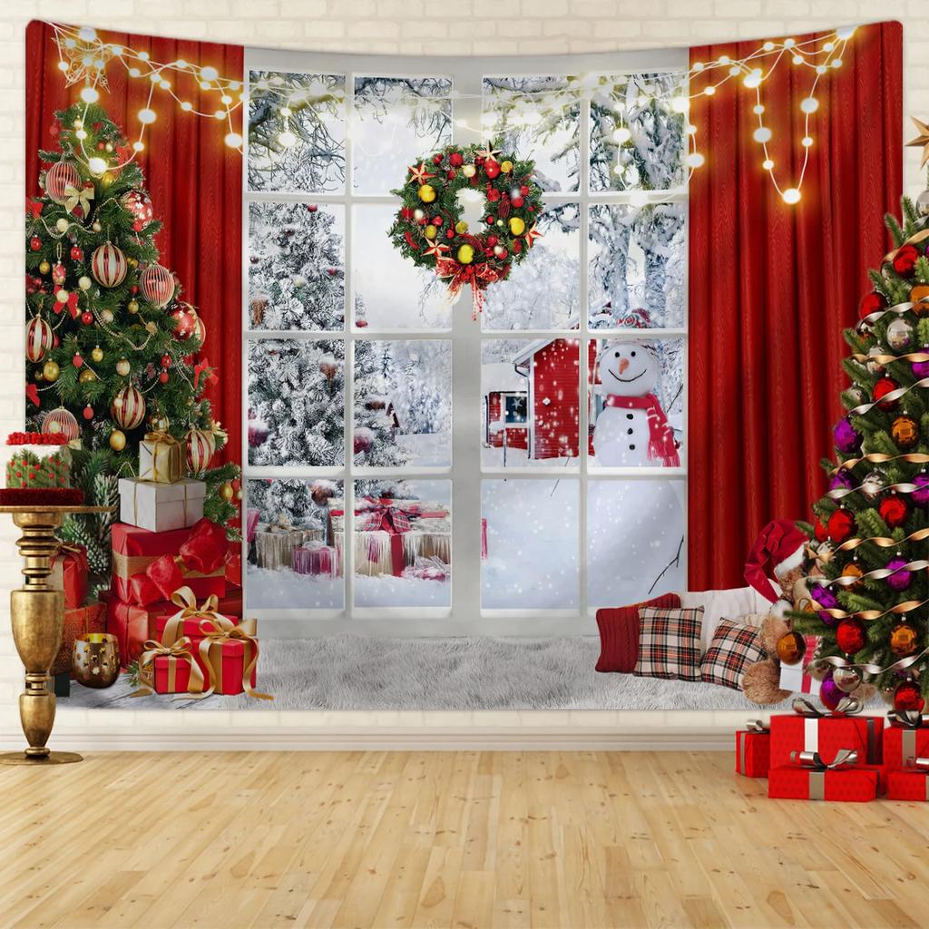 1pc Christmas Tapestry, Christmas Tree Snow Scene Photography Background Cloth, Event Decoration Background Poster Tapestry