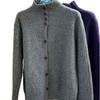 Women's High-Neck White Long-Sleeve Loose Knit Cardigan Sweater Top