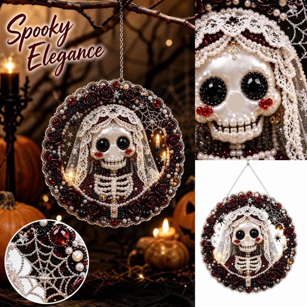 Halloween 2D Acrylic Hanging Ornaments Flat Design Decorations, Set of 8