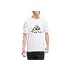 Adidas Solid Color Logo Sport Casual Short Sleeve T-Shirt Unisex Tops White HS4394