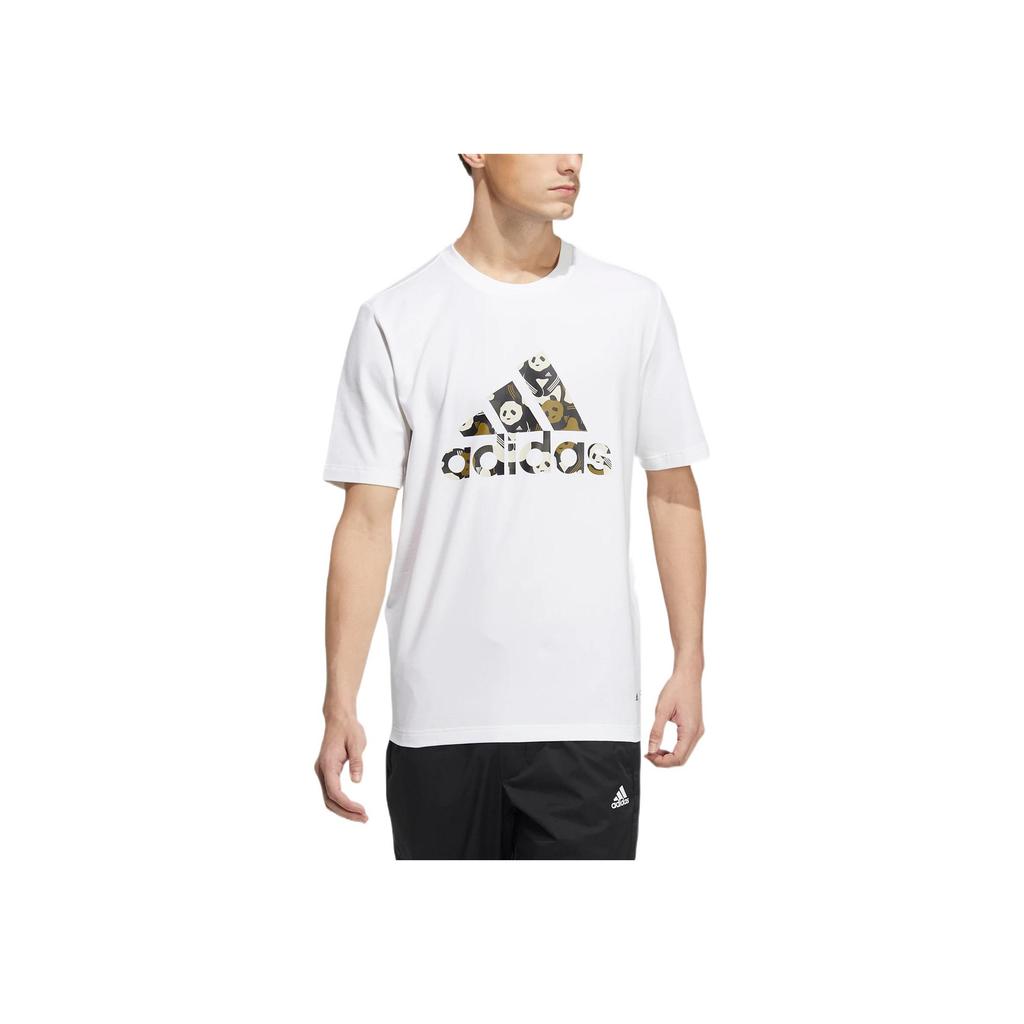 Adidas Solid Color Logo Sport Casual Short Sleeve T-Shirt Unisex Tops White HS4394