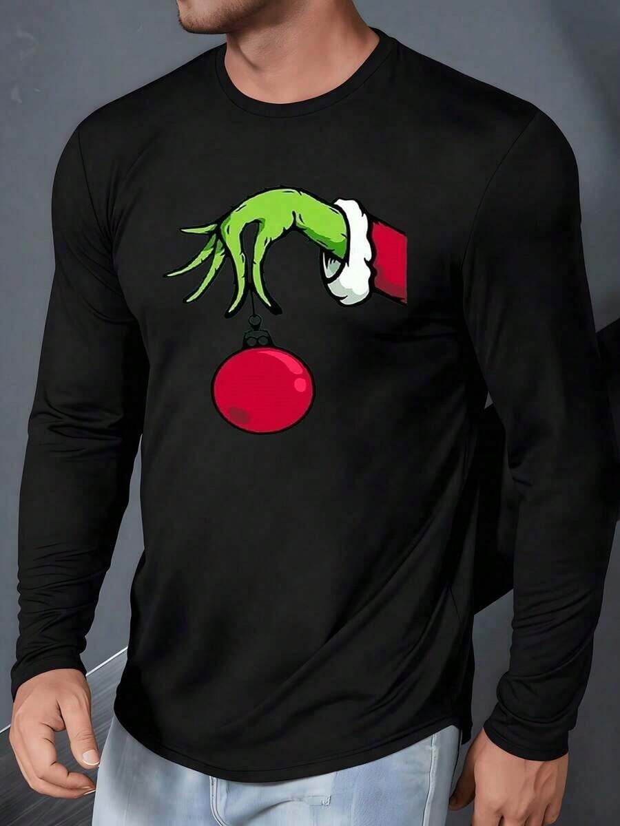 Unisex S Round Neck Printed Long-Sleeved T-Shirt XXL