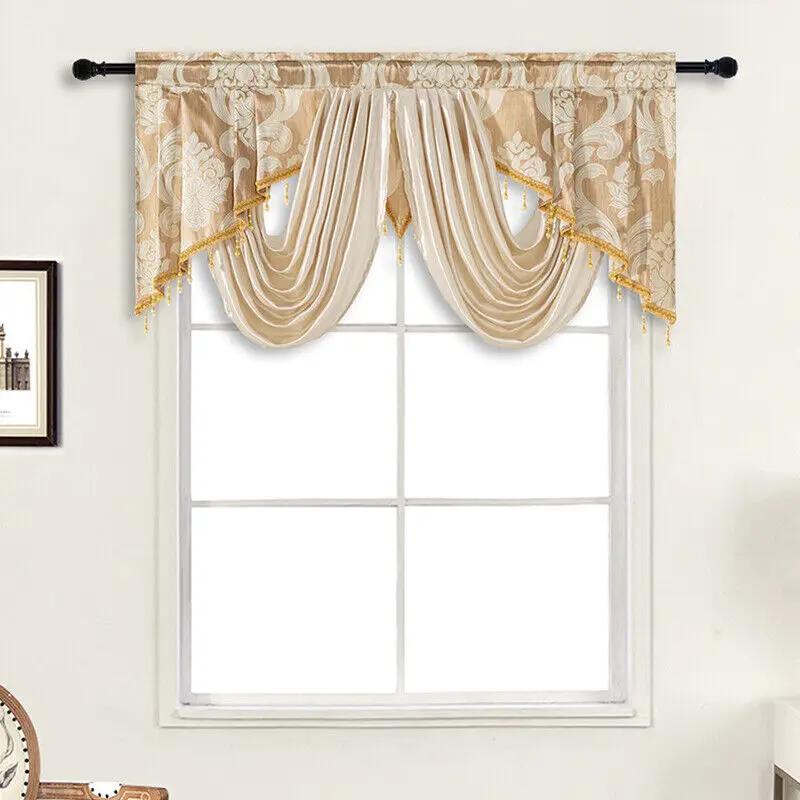 51,9x29,5 Zoll Europäischer Stil Quaste Floral Fenster-Abschlussleiste Luxus Kurzer Vorhang Kopf Vorhang für Wohnzimmerfenster