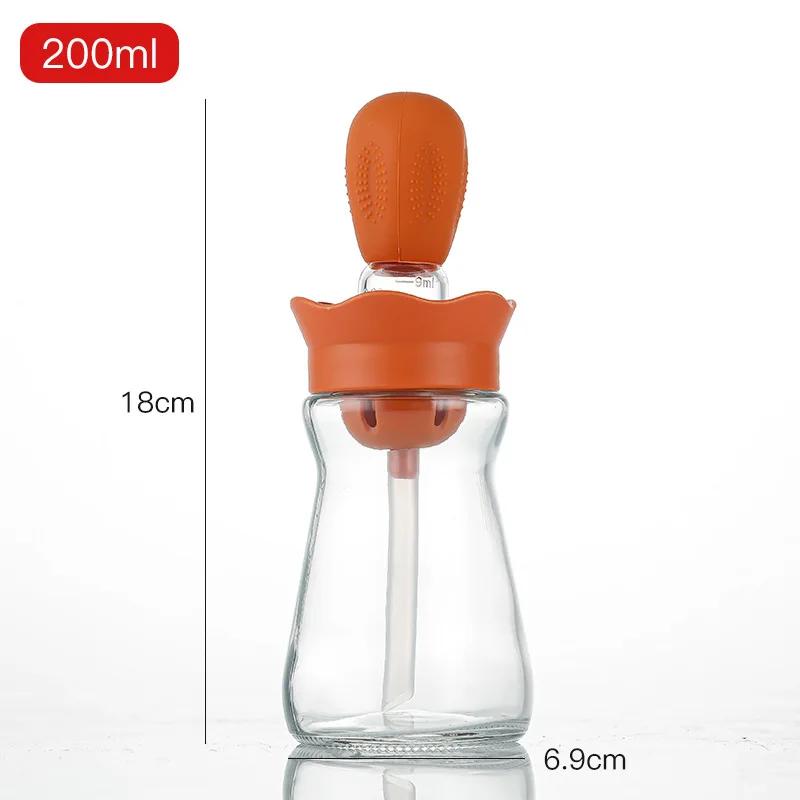 Set di flaconi contagocce e dosatori per olio in silicone 2 in 1 con spazzola in silicone per cucinare, friggere, cuocere al forno, barbecue e pancake.