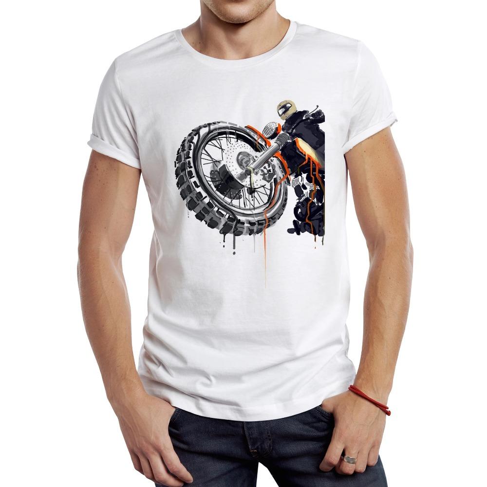 Vintage Dirty Motorcycle Men T Shirt Casual Cool Rider Male Tops Hipster Retro Motocross Printed Tee