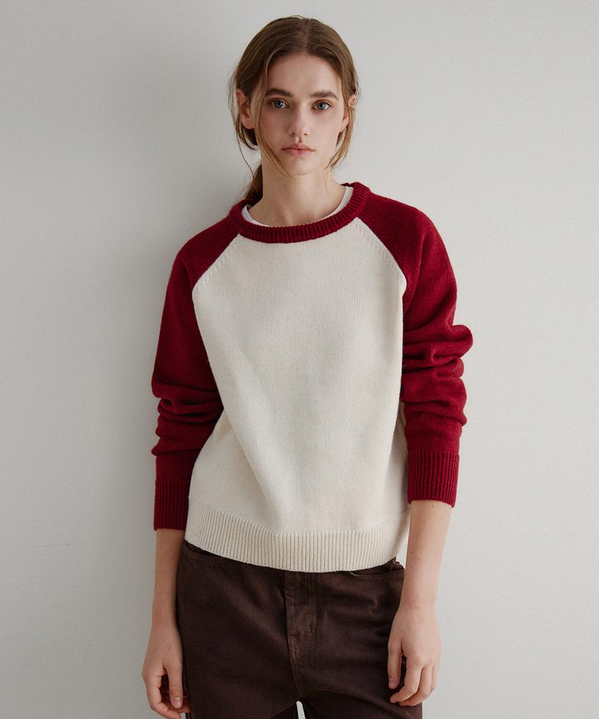 HANE Essential Raglan Wool Knit_Burgundy