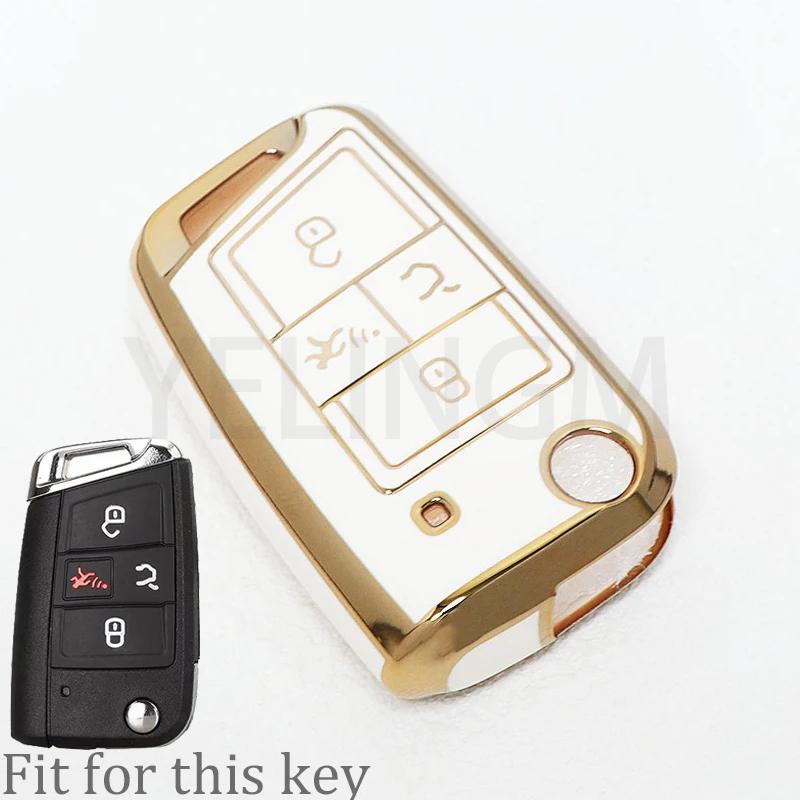 For Vw Volkswagen Golf 7 Mk7 Tiguan Mk2 Seat Ateca Leon Fr Ibiza Skoda Octavia Kodiaq 4 Buttons New Tpu Car Key Case Cover Shell