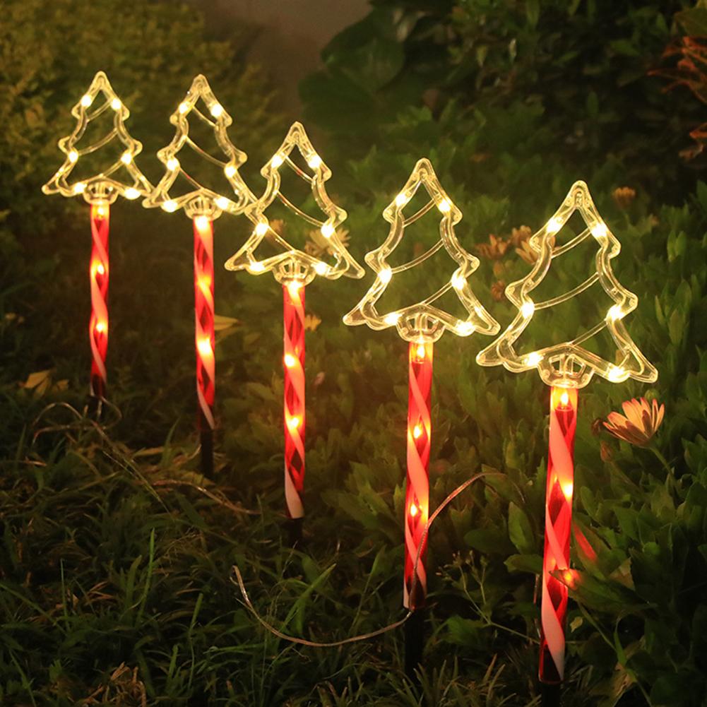 4pcs/set Solar Christmas Tree Ground Decorative Light Outdoor Garden Lawn LED Lamp Waterproof Pathway Stake Lights Holiday Decor