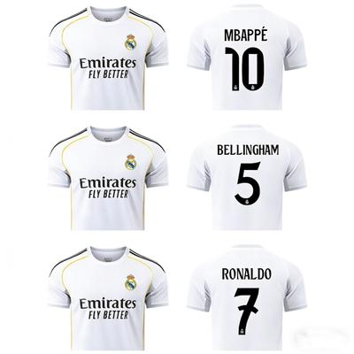 Real Madrid 25/26 Domácí dres #10 Mbappé | Adidas Bílý komplet | Bellingham 5 & Možnost CR7
