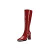 Thick Heel Women Knee High Boots Fashion Silvery Square Toe Autumn Winter Ladies Elegant Mordern Knight Long Booties