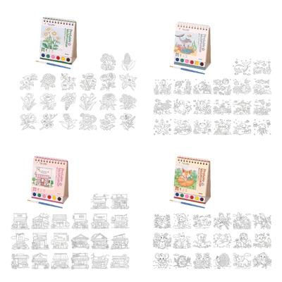 Kinder Kritzelbuch mit Aquarellfarbe und Pinsel Doppelspirale Art Zeichenblock für Kinder Anfänger Outdoor Skizzieren