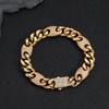 Hiphop Hip-Hop Street Rap Cuban Chain Pig Nose Micro-Inlaid Zircon Texture Light Luxury Bracelet Necklace Set