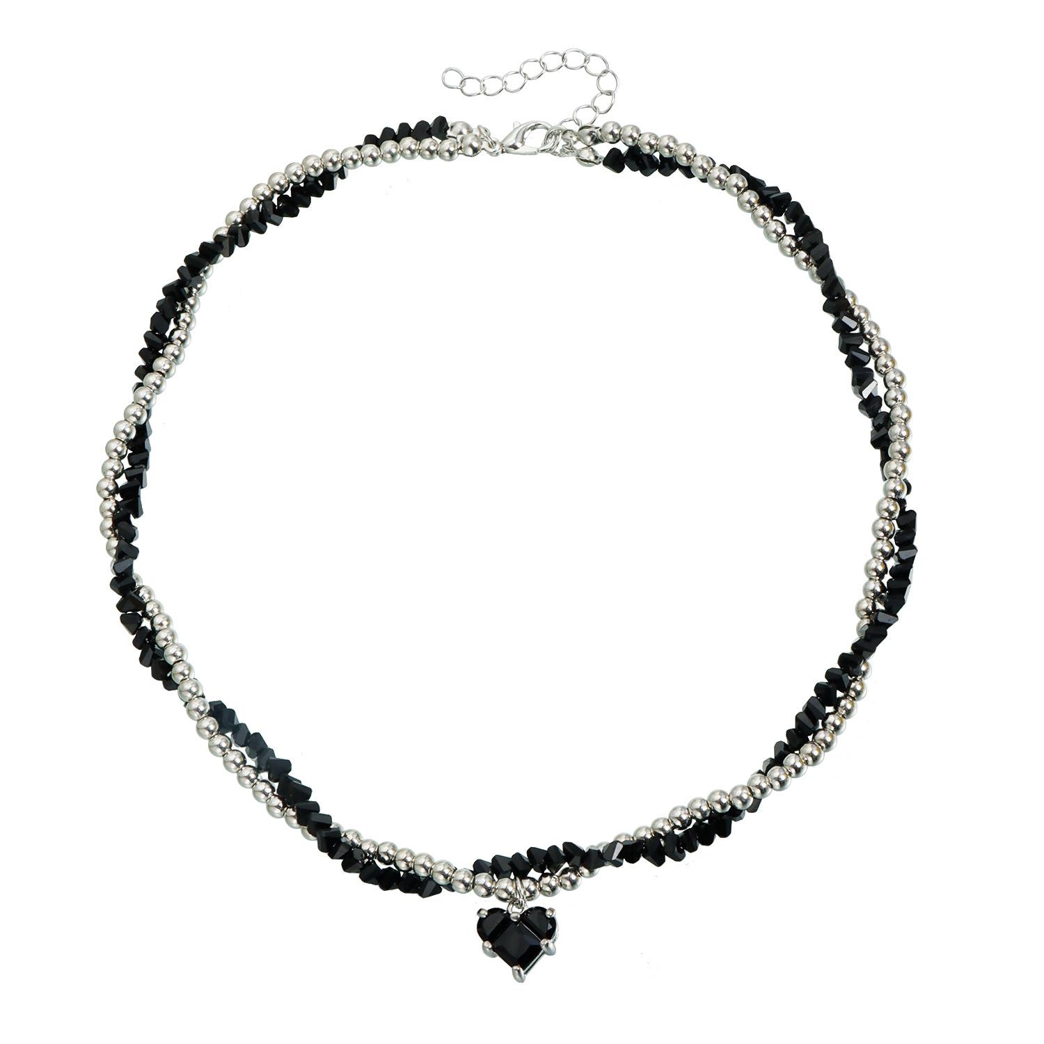 European and American jewelry fashion more triangular crystal love zircon necklace women s versatile design sense winding necklace