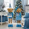 Extendable Teddy Bear with Sequin Scarf for Christmas Decor