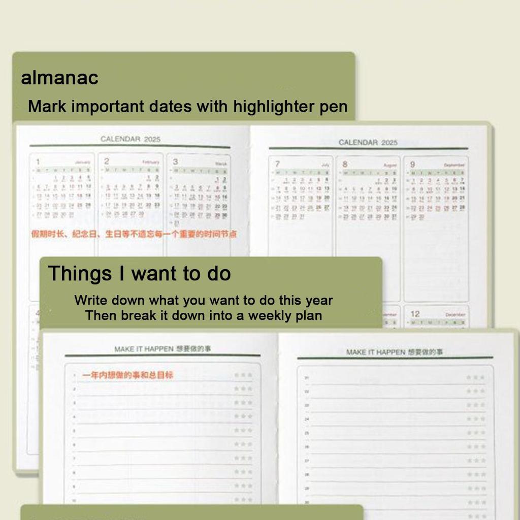 Program de afaceri din piele A5 de calitate superioară 2025, planificator zilnic pentru studenți, carnet de înregistrare de 365 de zile, blocnotes, note, 112 coli 224 pagini