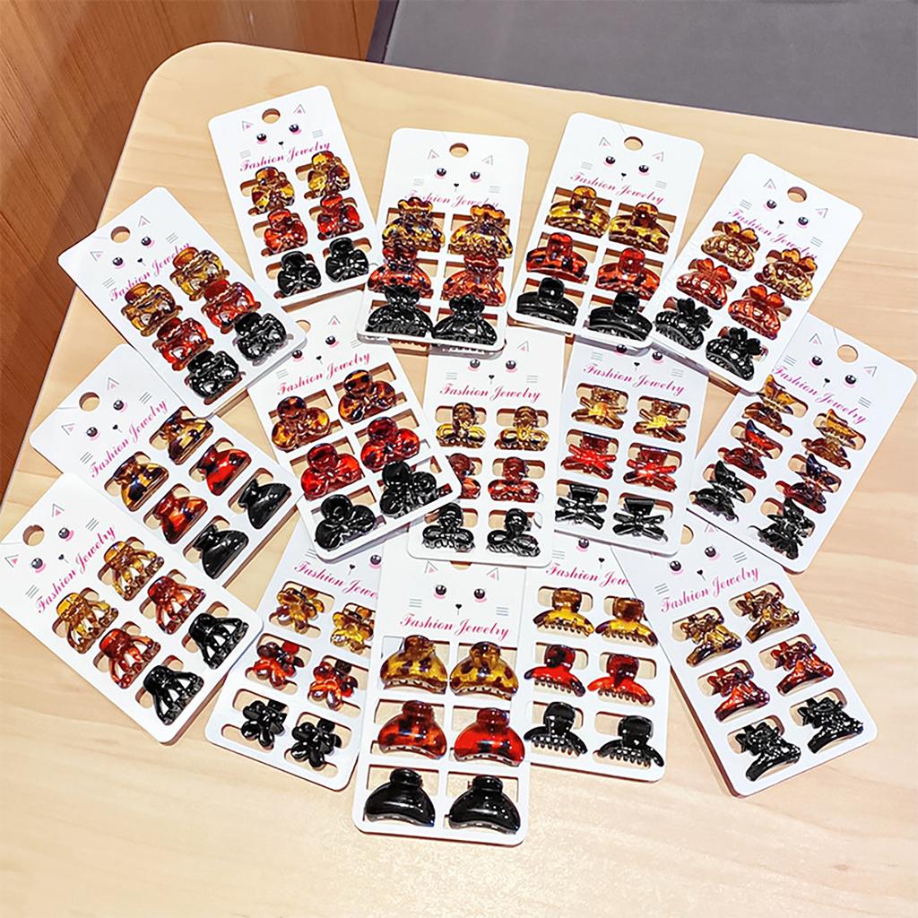 6Pcs Hair Clip Set Vintage Leopard Acrylic Hair Claws Small Hairpin Hairpieces for Women and Girls Fashion Accessories