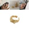 Elegant Korean Style Wrinkled Open Finger Ring For Women In Unique Geometric Design