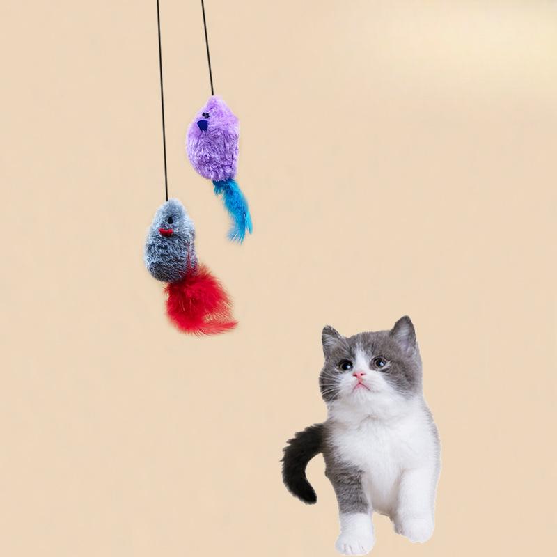 New Hanging Mouse and Cat Toy, Self-entertaining Magic Tool, Cat Toy, Little Mouse, Plush Feather Cat Toy, Pet Supplies