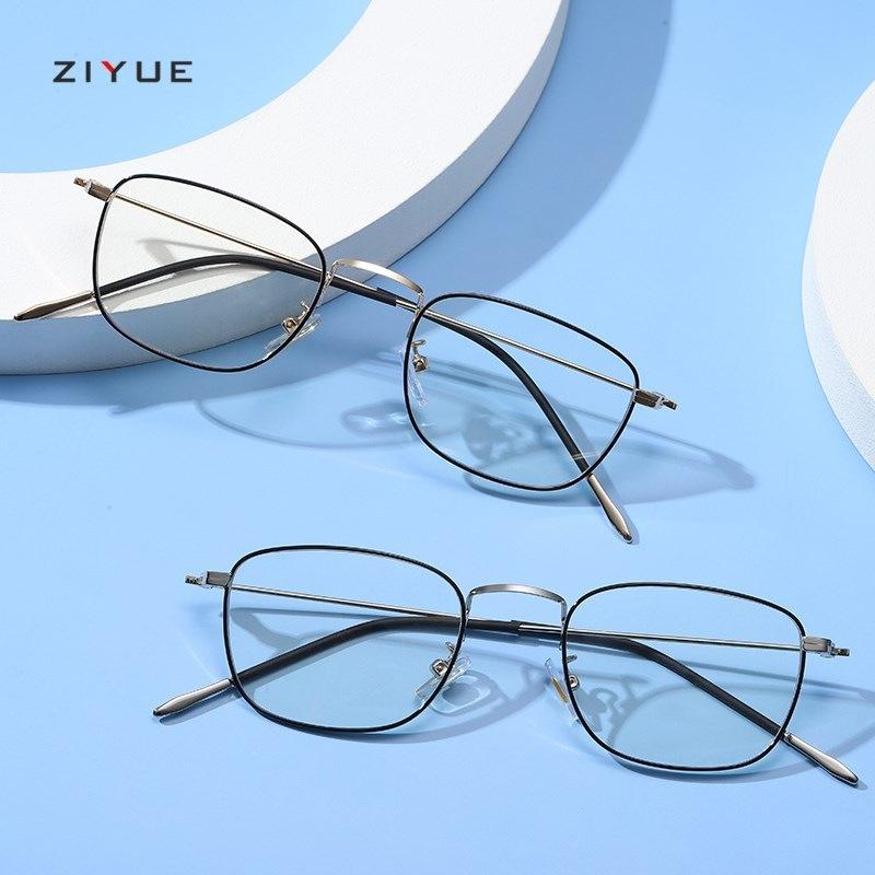 Ultra-light metal glasses frame, square frame, retro glasses frame, unisex, can be equipped with myopia glasses, anti-blue flat glasses